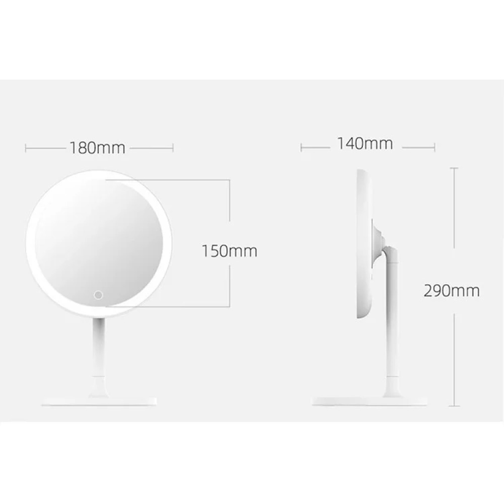 Зеркало косметическое Xiaomi DOCO Daylight Small White Mirror Pro (белое) HZJ001
