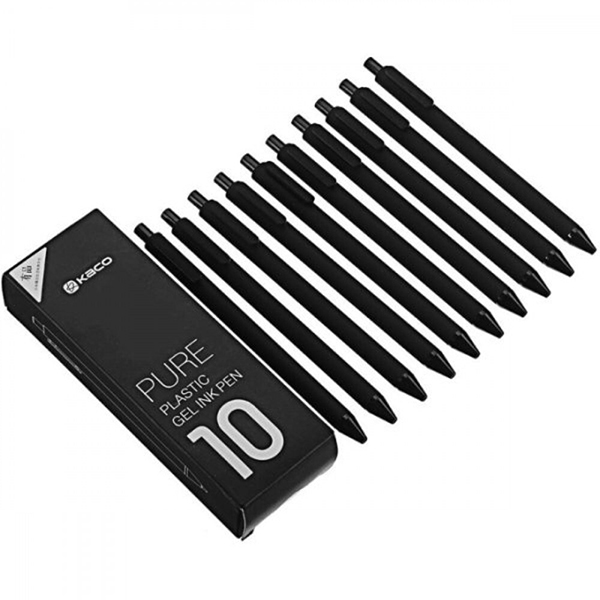 Набор гелевых ручек Xiaomi KACO Pure Plastic Gel Ink Pen K1015 10 шт. (черный)
